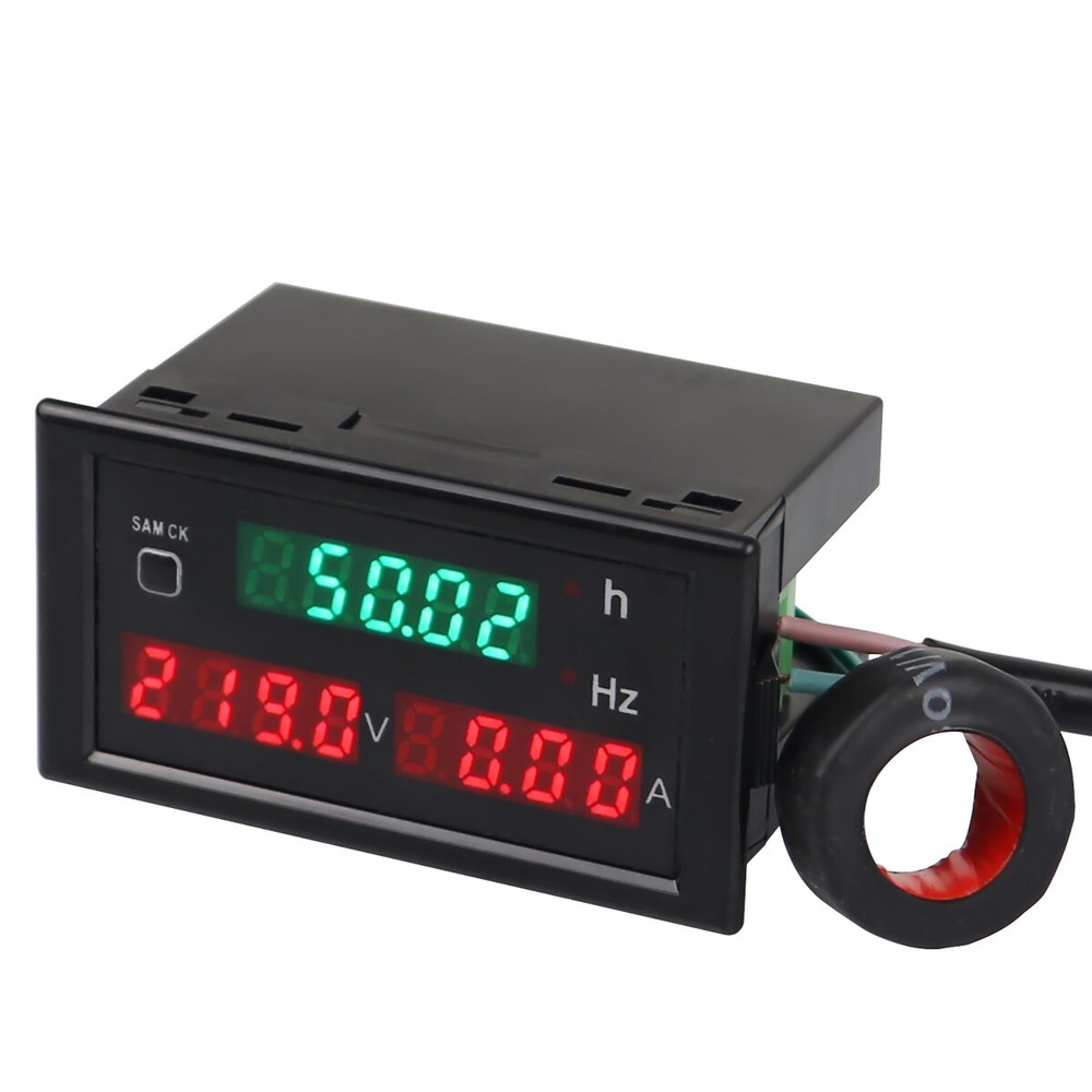 AC 80-300V 100A 45-65Hz Digital Voltmeter Frequency Volt Amp Time Panel Meter