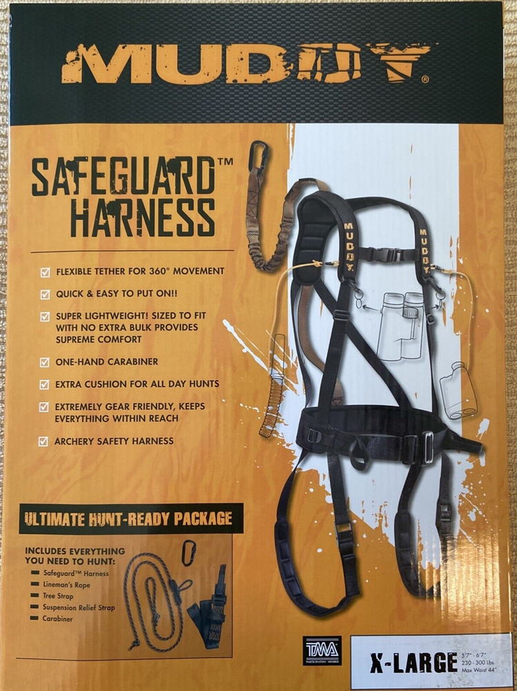 Muddy Hunting Tree Stand Safety Systems Lightweight Padded Quick-Release-X-LARGE