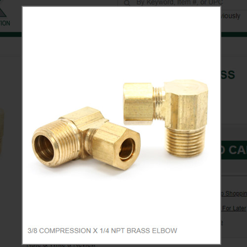 3/8 COMPRESSION X 1/4 NPT BRASS ELBOW # 69-64