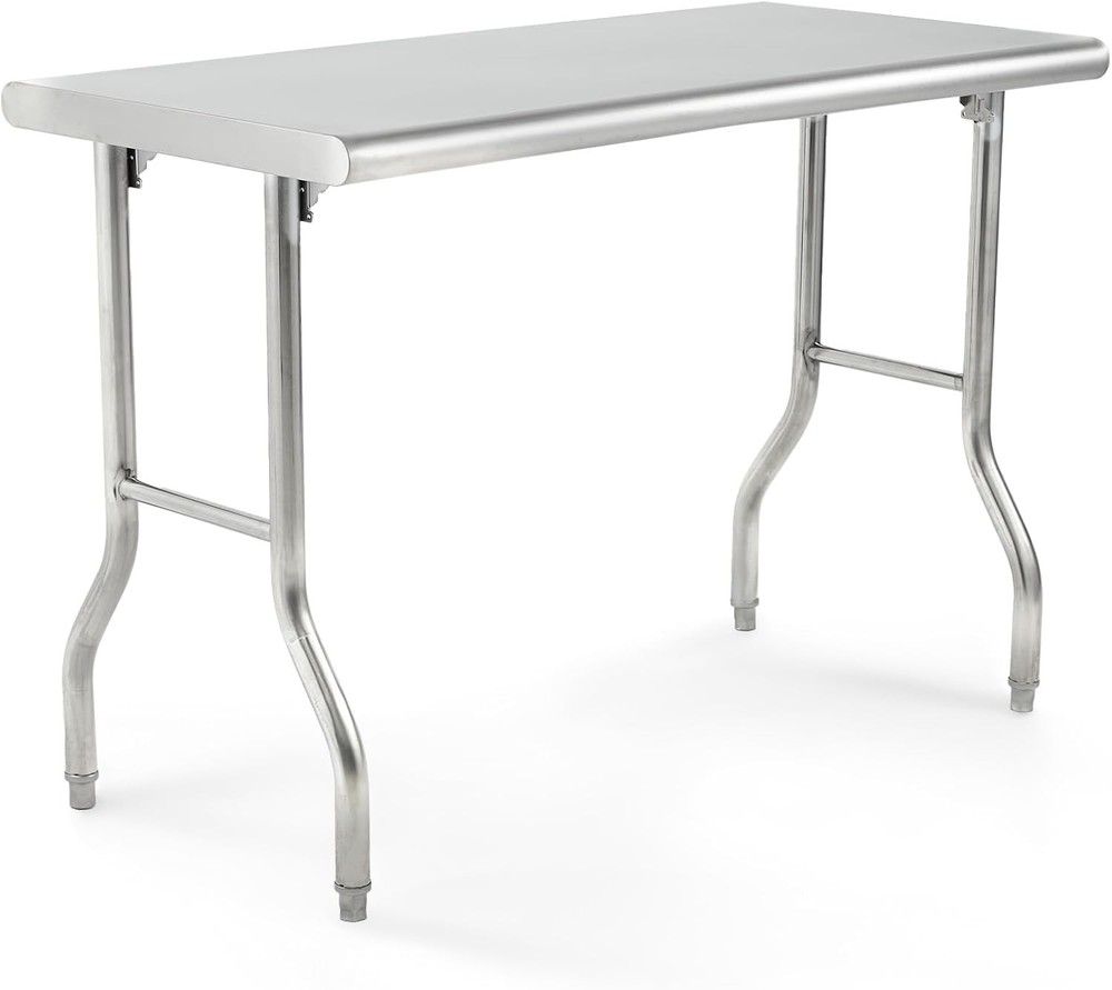 Multi-Purpose Stainless Steel Work Table 48x24in,Foldable, Extra Storage Surface