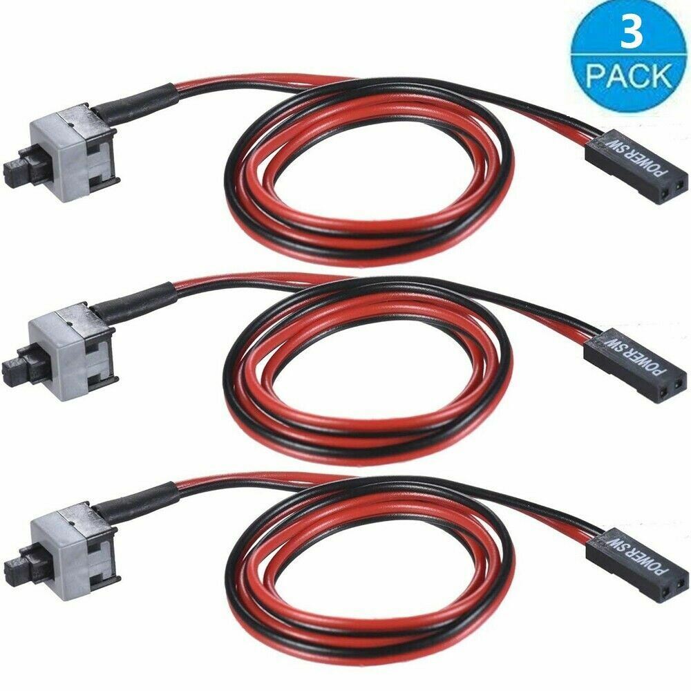 2 Pin SW PC Power Cable On Off Push Button ATX Computer Switch Wire 22inch Cord