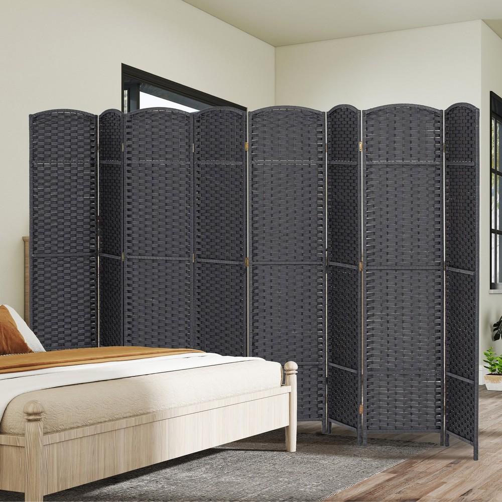 8 Panel Room Divider Freestanding Folding Privacy Screen, Gray
