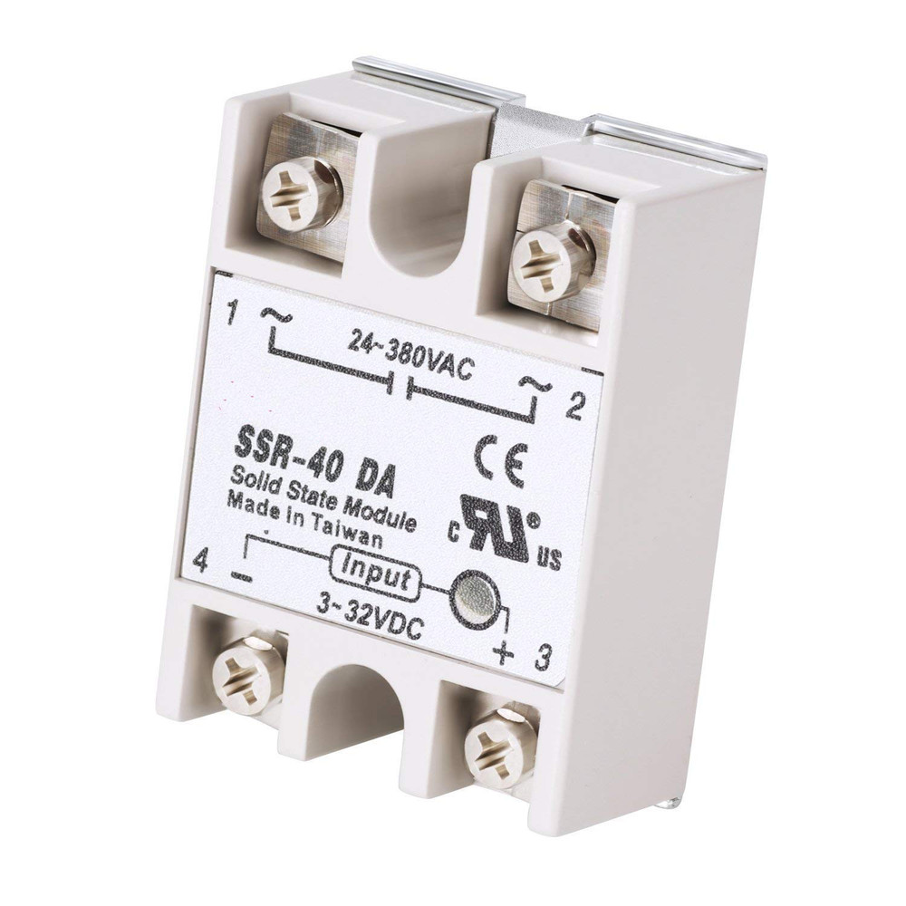 2Pcs SSR-40DA Solid State Relay Single Phase Semi-Conductor Relay Input 3-32V DC