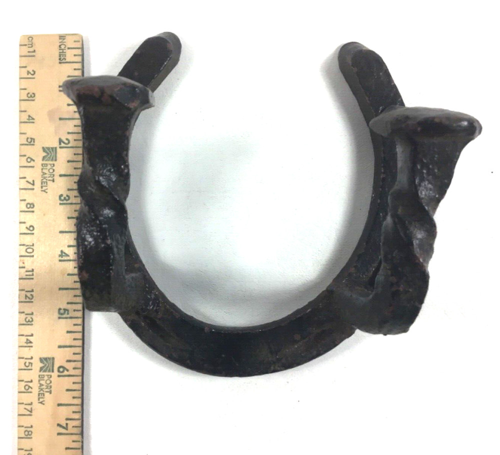 Horseshoe Railroad Spike Wall Hook Heavy Rustic Primitive Handmade