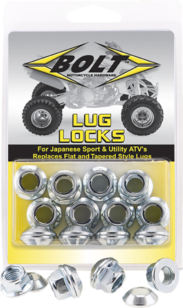 BOLT - 2005-LUG.S - Flange Lug Nut - Locking - Silver - 8-Pack