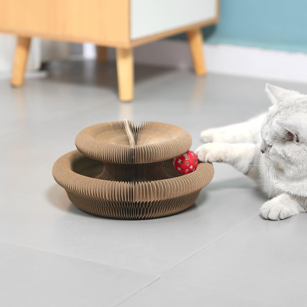 Kitty Curls Cat Toy Kurlz, Interactive Scratch Pad, Foldable Accordion,Recyclabl