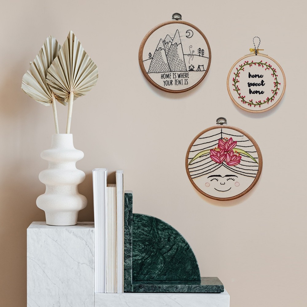 4pcs Embroidery Hoops Set Imitated Wood Frame Circle Oval Rectangular Octagonal