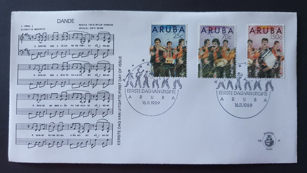 1989 ARUBA NETHERLANDS MUSIC INSTRUMENTS FDC NR 24