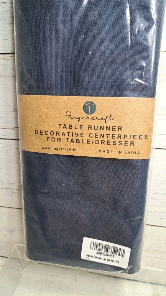 Fingercraft Cloth Table Runner Cotton Linen Blend, Double Layer Sturdy One Navy