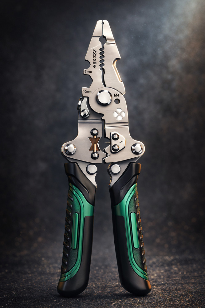 Foldable Multi-Function Wire Stripper and Crimping Pliers for Electricians