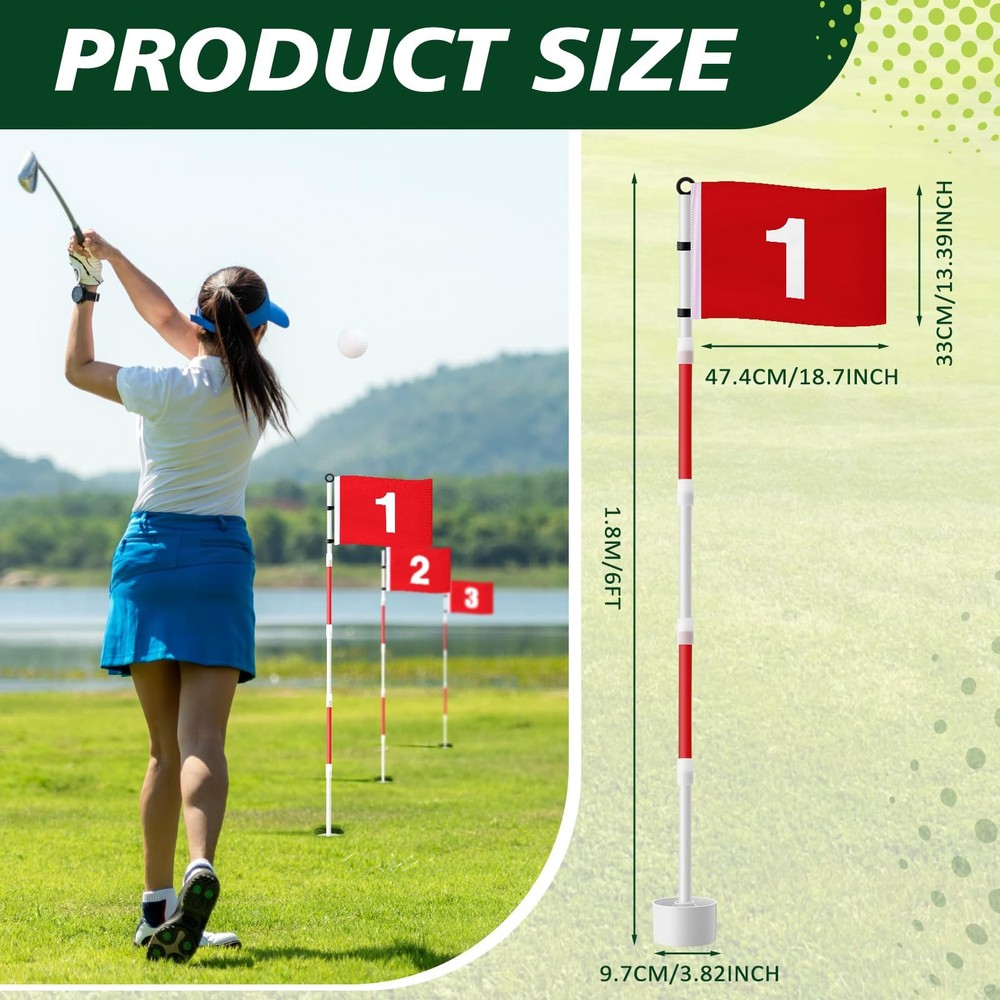 6Ft Golf Flagstick Set - Portable Numbered Flags & Poles for Practice