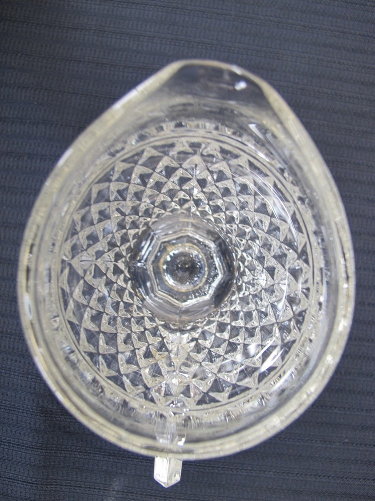 INDIANA GLASS CLEAR DIAMOND POINT FOOTED CREAMER