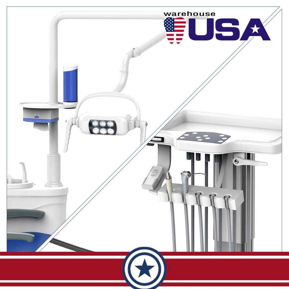 Dental Unit Chair DC Motor Computer Controlled Integral PU Leather+Stool+Gift