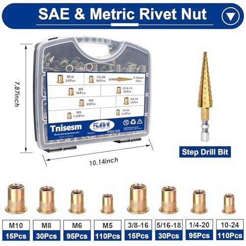 Rivet Nut Tool Kit, Professional Nutsert Tool Kit, with 8 Metric and SAE