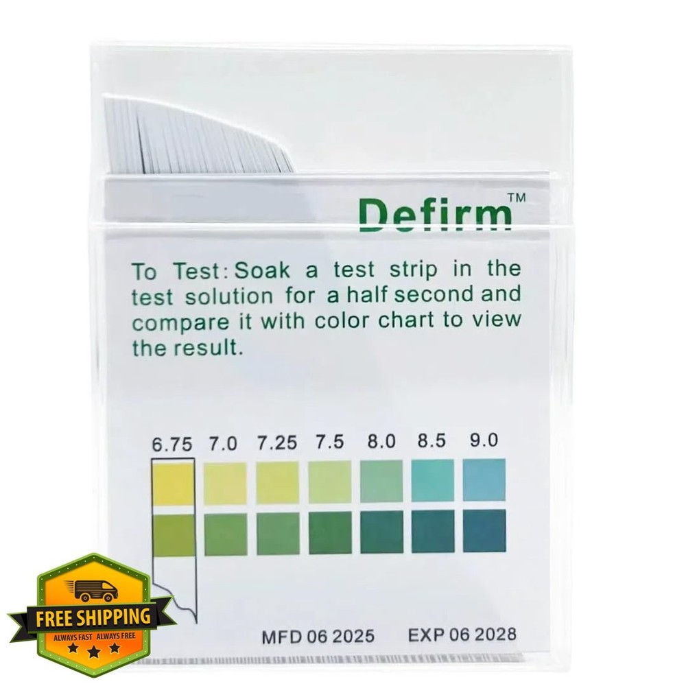 Defirm pH Test Strips 4.5-9.0, Universal Wide Range, Water, Pool, Lab Use