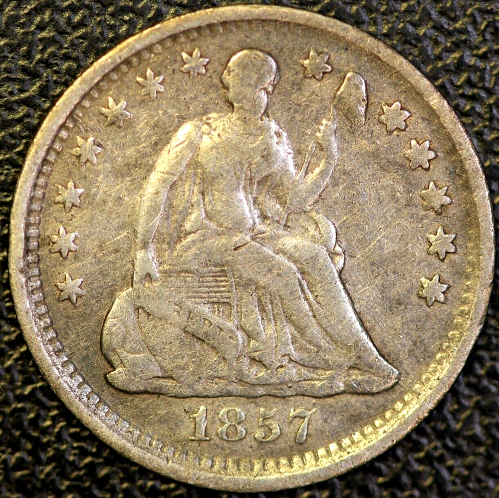 1857 HALF DIME / FRESH FROM ORIGINAL COLLECTION -AA 2496