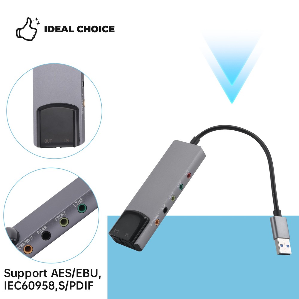 6-In-1 Computer Sound Card 5.1 USB External Sound Card Multi-Function Audio8815