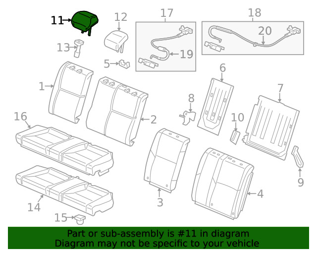 Genuine Honda Headrest Outer 82140-TS8-A81ZA
