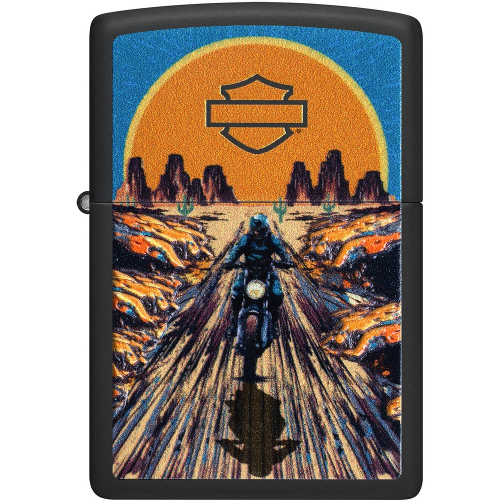 Zippo Windproof Lighter Texture Printed Harley-Davidson Design Black Matte 46861