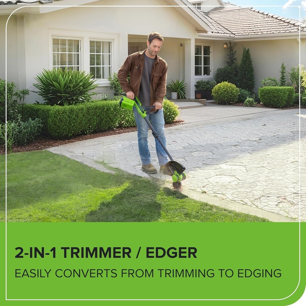 40V 13" Cordless String Trimmer/Weed Wacker + Edger (Includes 20 Blades), 2.0Ah