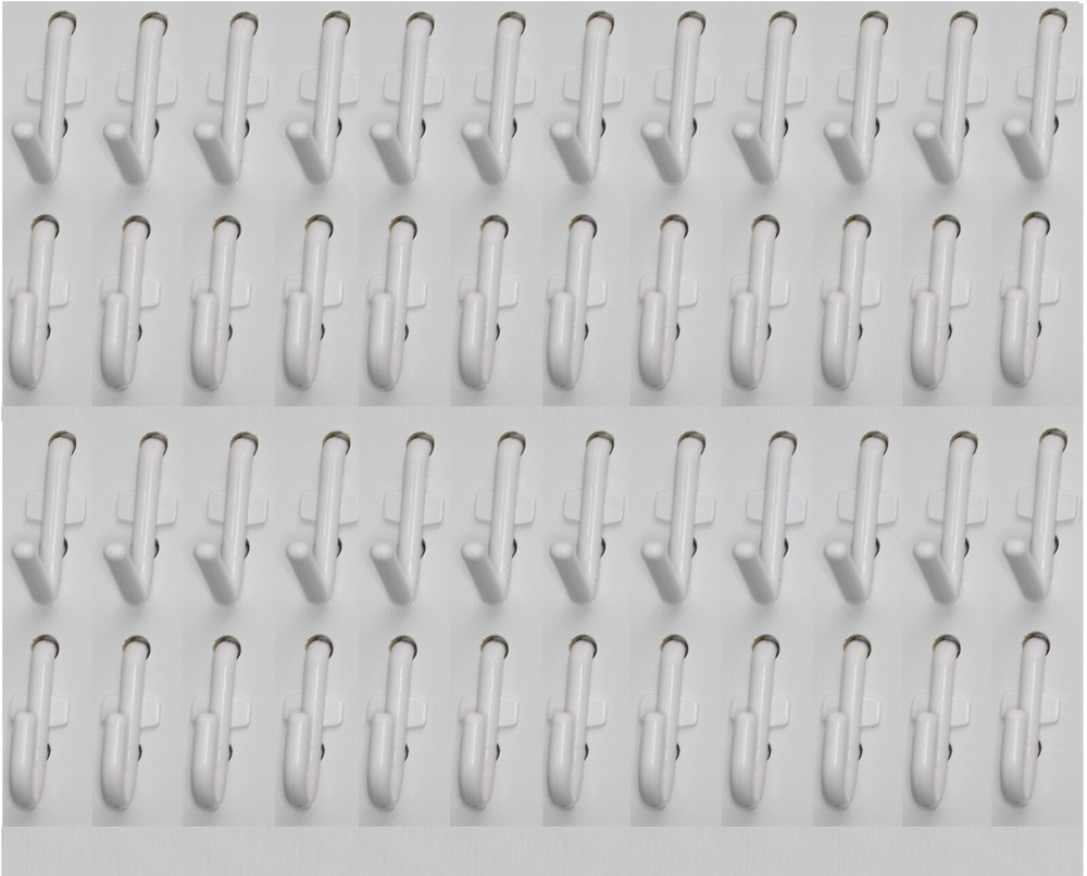 Plastic White Pegboard Wall Locking Hooks 50 J & 50 L Pack PEGBOARD NOT INCLUDED