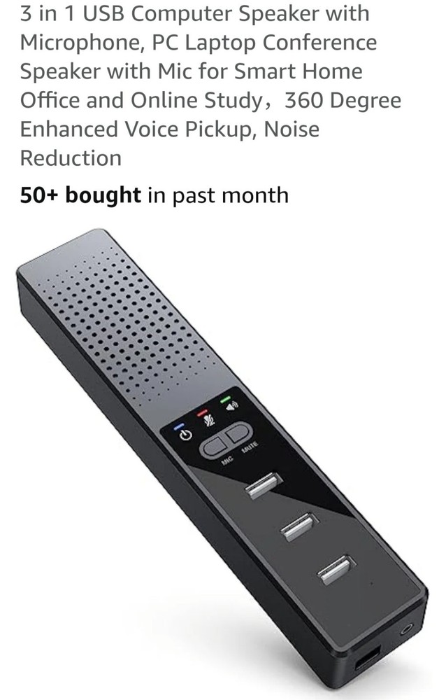 3 in 1 USB Computer Speaker with Microphone, PC Laptop Conference Speaker with