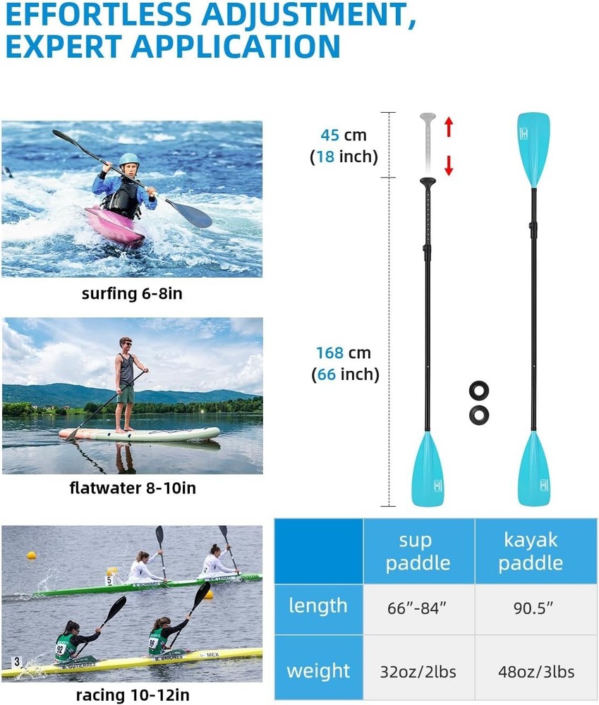 SUP Paddle - Adjustable Stand-Up Paddle for Paddleboard Kayak, Adjustable Alu...