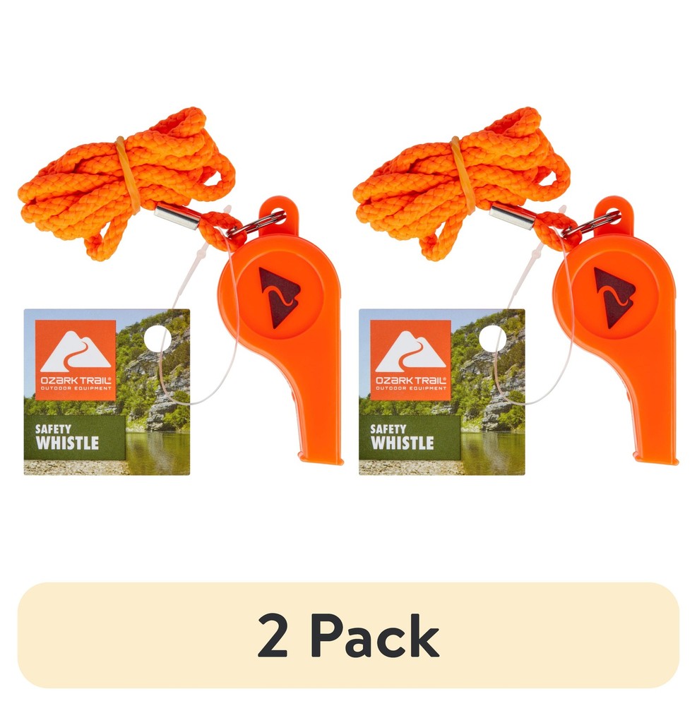 (2 pack) Ozark Trail Marine Safety Whistle - Orange Plastic