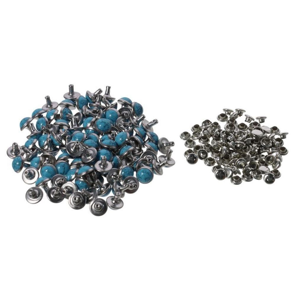 Blue Turquoise Rapid Rivets Studs DIY Leather Craft Belt Boots Jacket 100 Sets