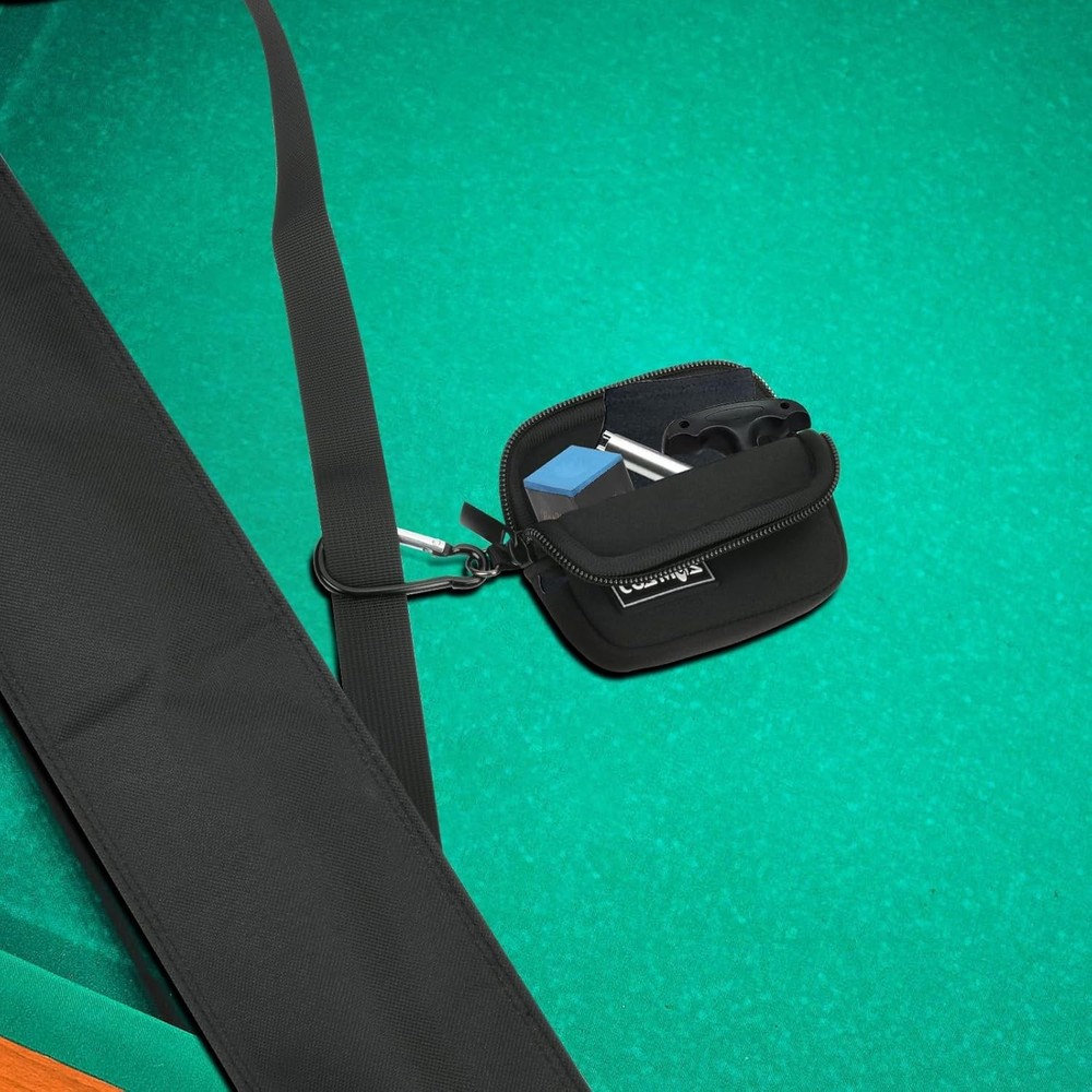Adjustable Shoulder Strap Black Cue Stick Storage Bag, 32 Inches, 2 Compartments