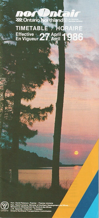 norOntair timetable 1986/04/27