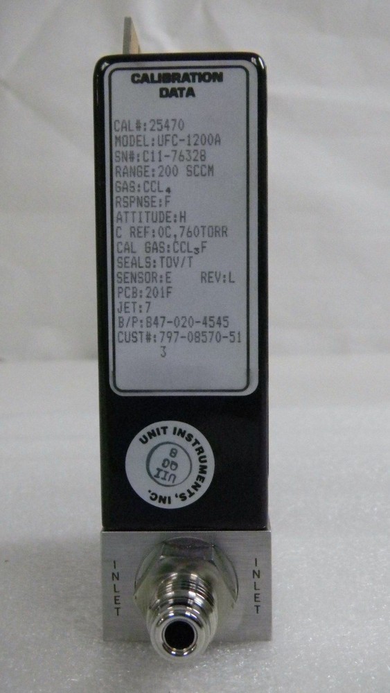 Unit UFC-1200A, Mass Flow Controller, Gas- CCL4, Range- 200 SCCM, 1/4" M I/O