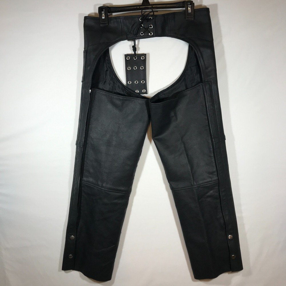 Leather chaps for motorcycle riders Highway Hawks Size Large
