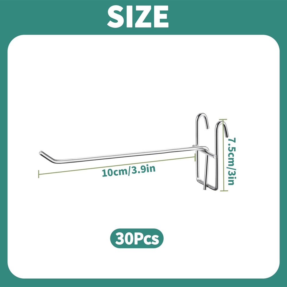 30 PCS GridWall Hooks 4 Inch, Hooks for Grid Wall Panel, Metal Display Hanger...