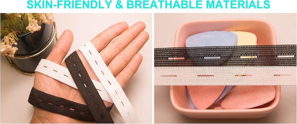 Flat Sewing Band Spool with Buttonholes, Elastic Stretchable, Ideal for DIY W...