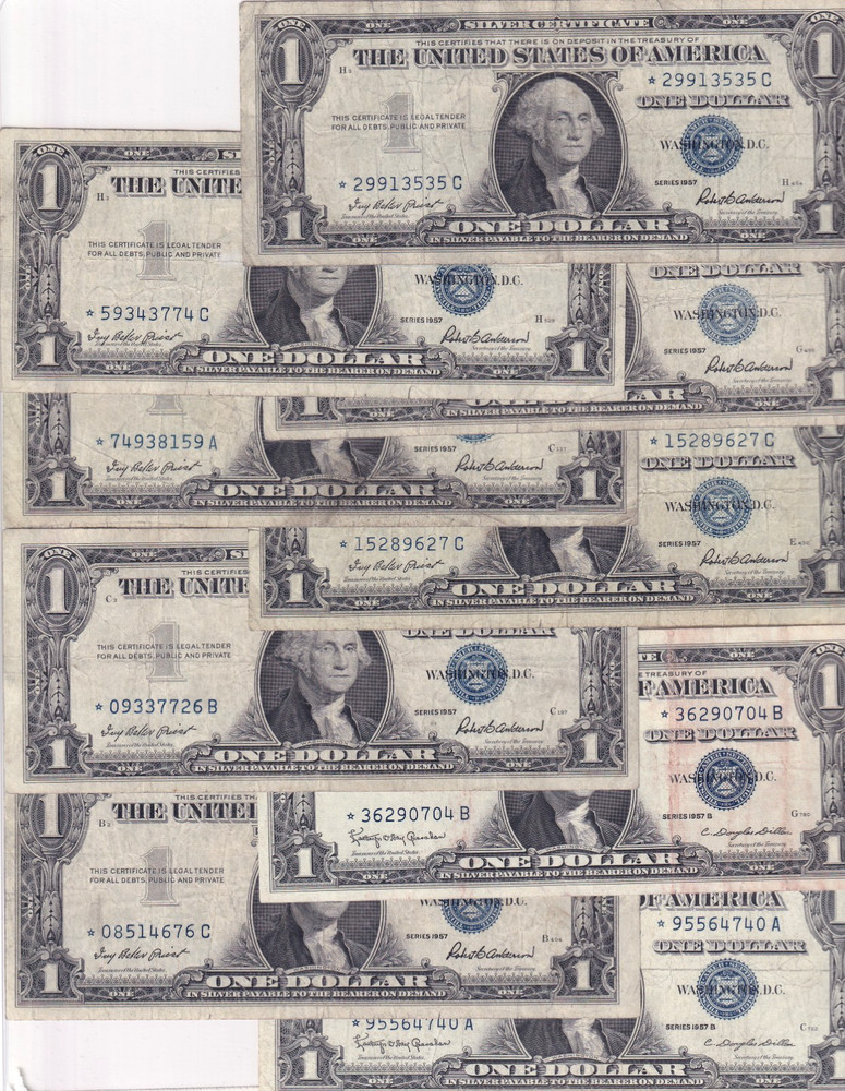 1957 - B $1 Silver Certificate 9 STAR NOTES Fr. 1621*