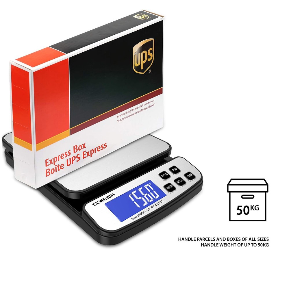 Digital Shipping Scale 110 lbs x 1g with Hold and Counting Function Mail Scal...