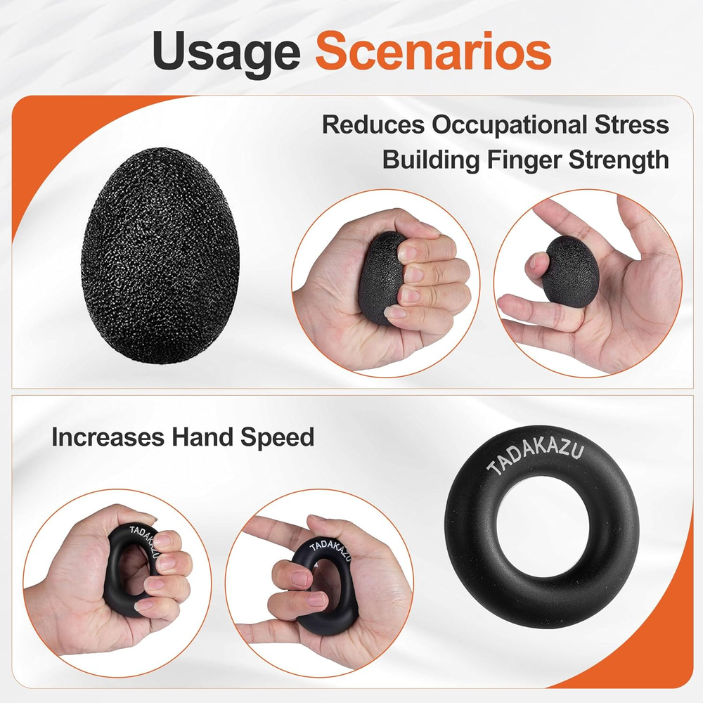 Grip Strength Trainer Kit (5 Pack) , Adjustable Resistance Hand Gripper, Finger