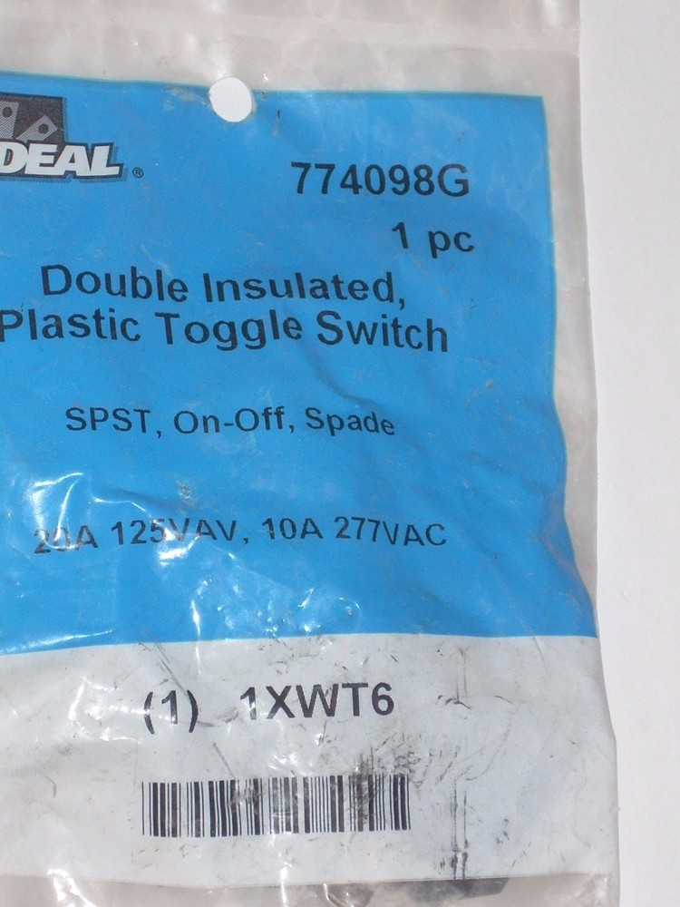 Ideal 774098G Toggle Switch, Number of Connections: 2, Switch Function: On/Off