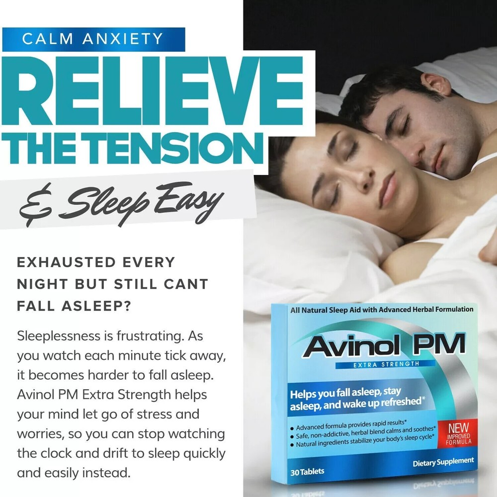 Avinol PM Extra Strength (30ct) & Avinol PM Sleep Drops (Lemon) -COMBO Sleep Aid