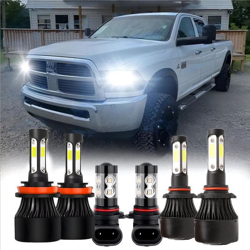 LED Headlight + Fog Light Bulbs For 2009 2010 2011 2012 2013 Dodge Ram 1500 2500