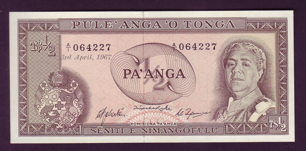 TONGA P-13a. 1967 1/2 Pa'anga.. UNC