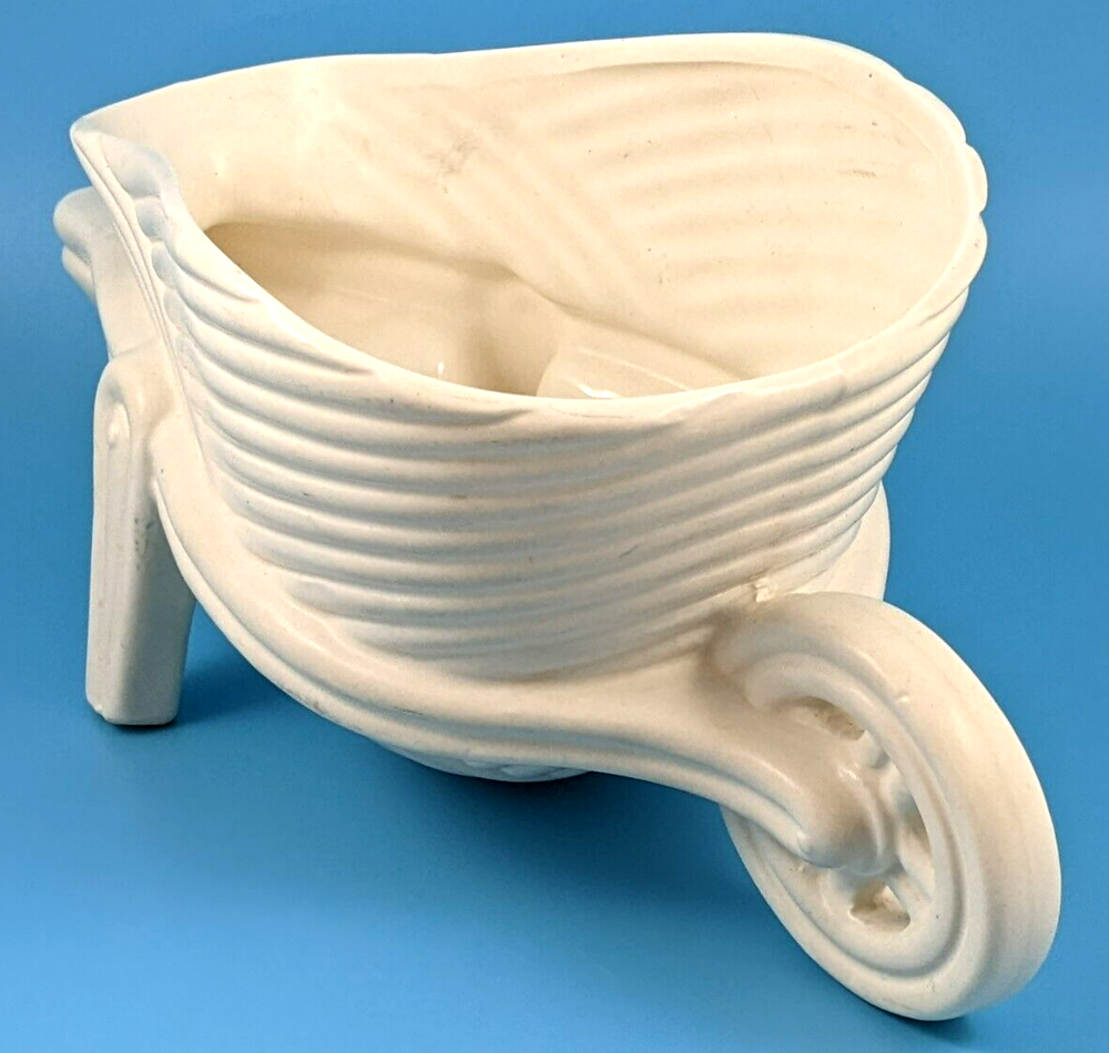 Vintage Lefton Ceramic Bisque Wheelbarrow Planter Japan