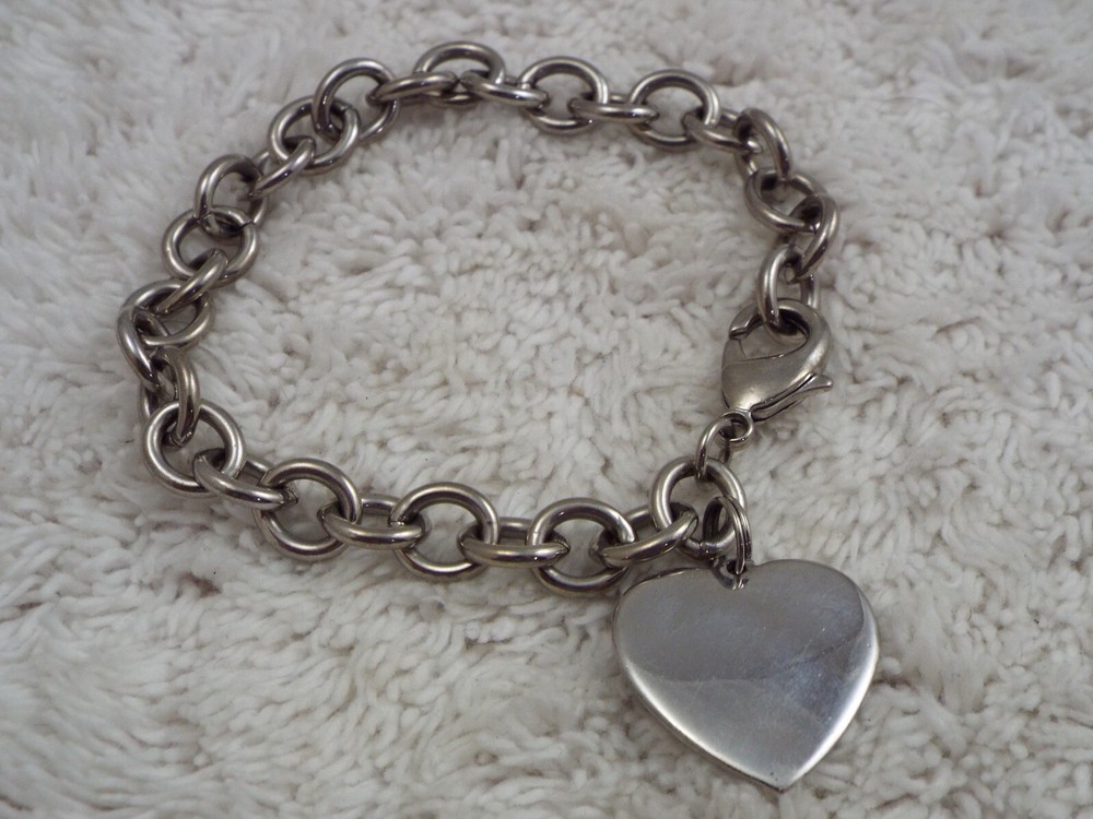 Silvertone Heart Charm Bracelet