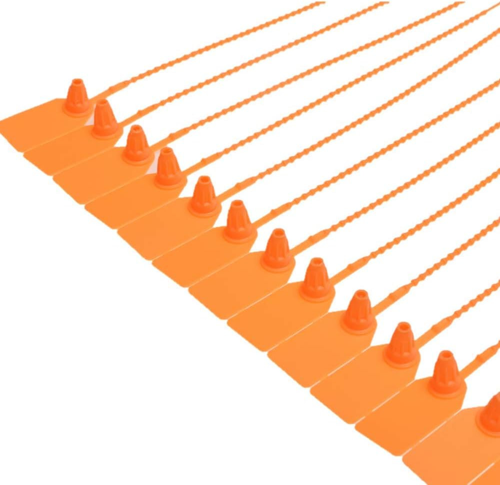 100 Pack Security Seals 9.84" Tamper Proof Pull Tight Tags Numbered Orange