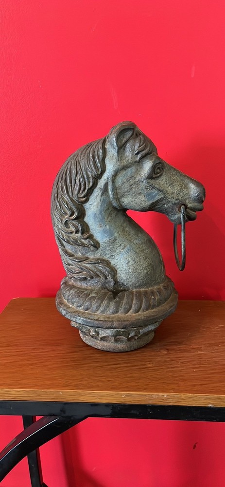 vintage cast iron horse head hitching post