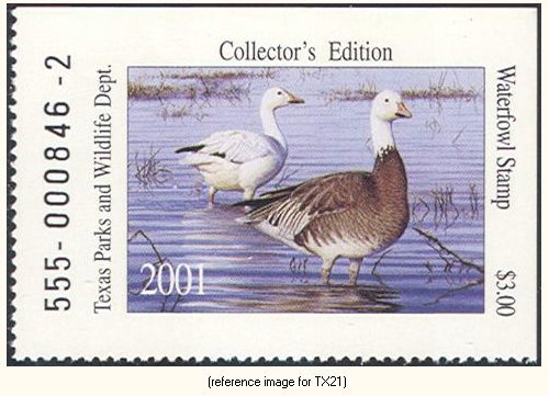 D2K Texas Duck Stamp 2001 ($3.00)