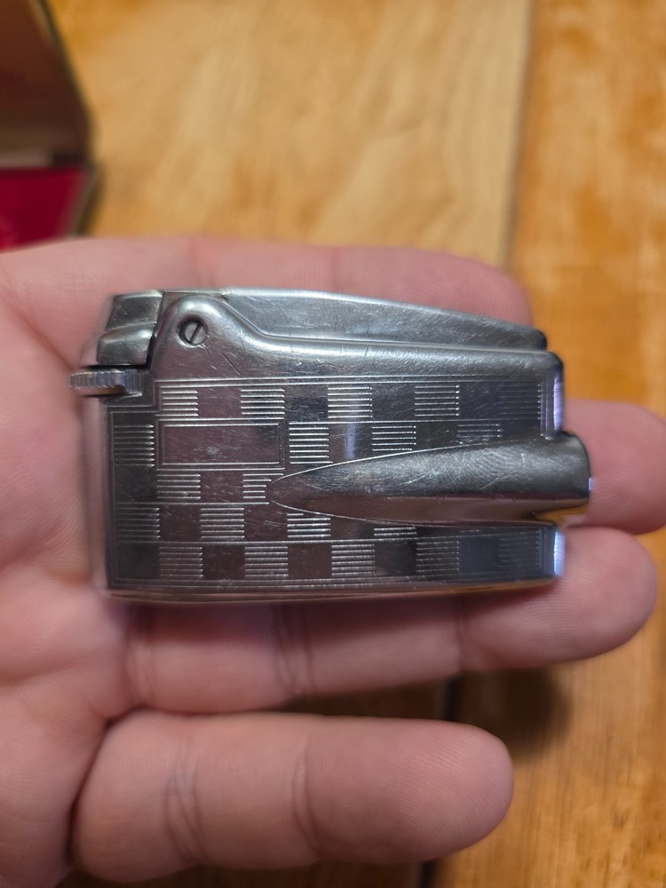 Ronson Veraflame Premier Lighter In Original Case Checker Pattern