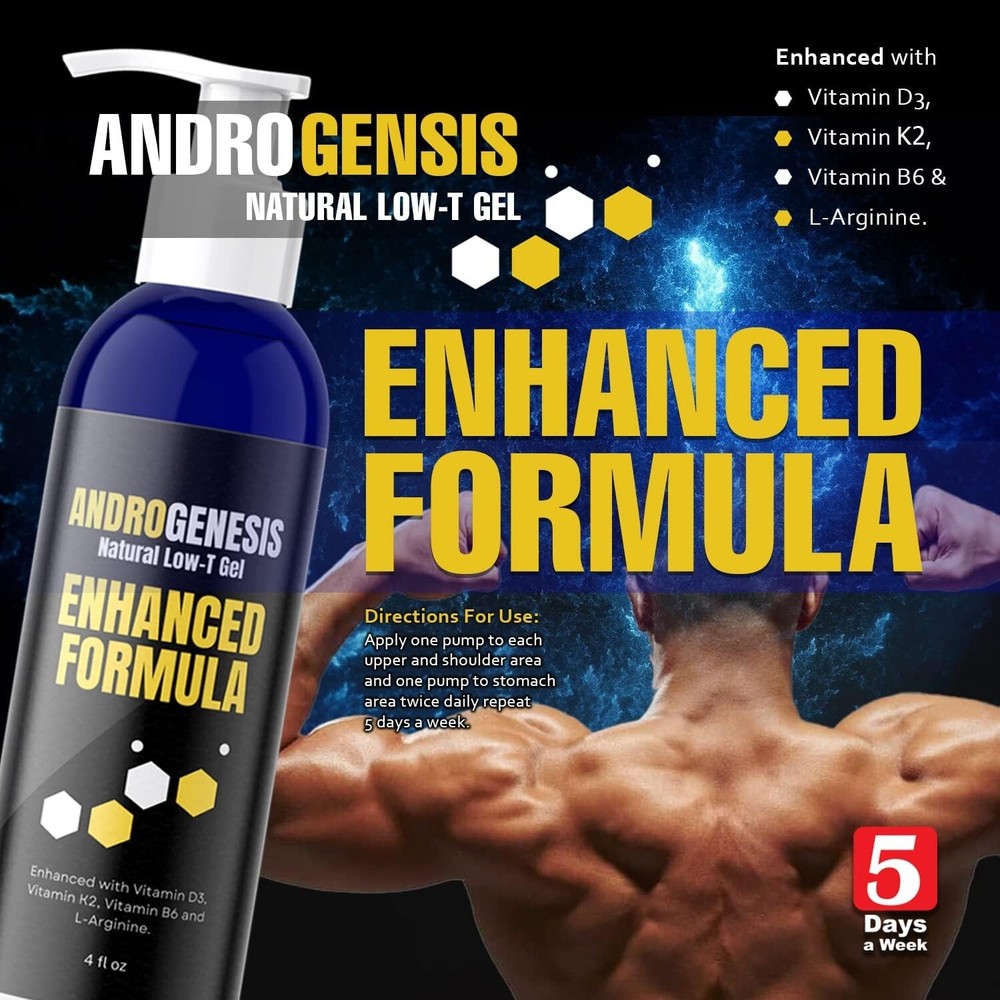 ANDROGENESIS Enhanced Formula – Low T Support Gel – With Vitamins B6 D3 & K2