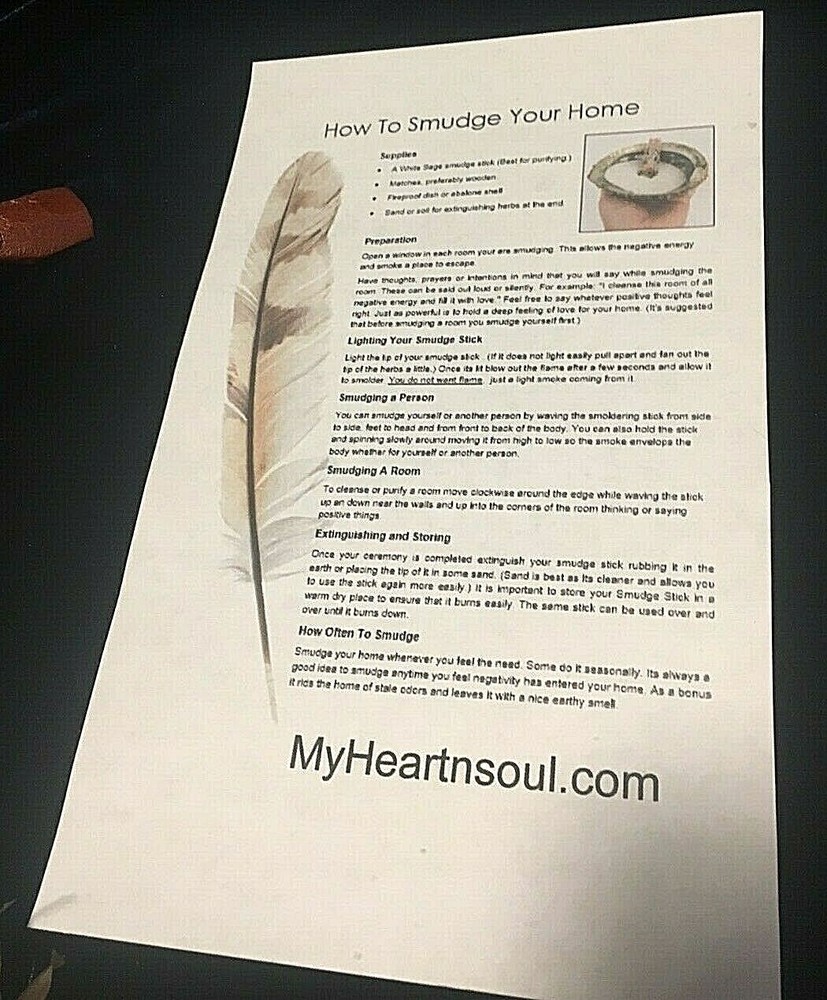 COMPLETE SMUDGE KIT ABALONE SHELL STAND SAGE FEATHER ENERGY CLEANSING CLEARING